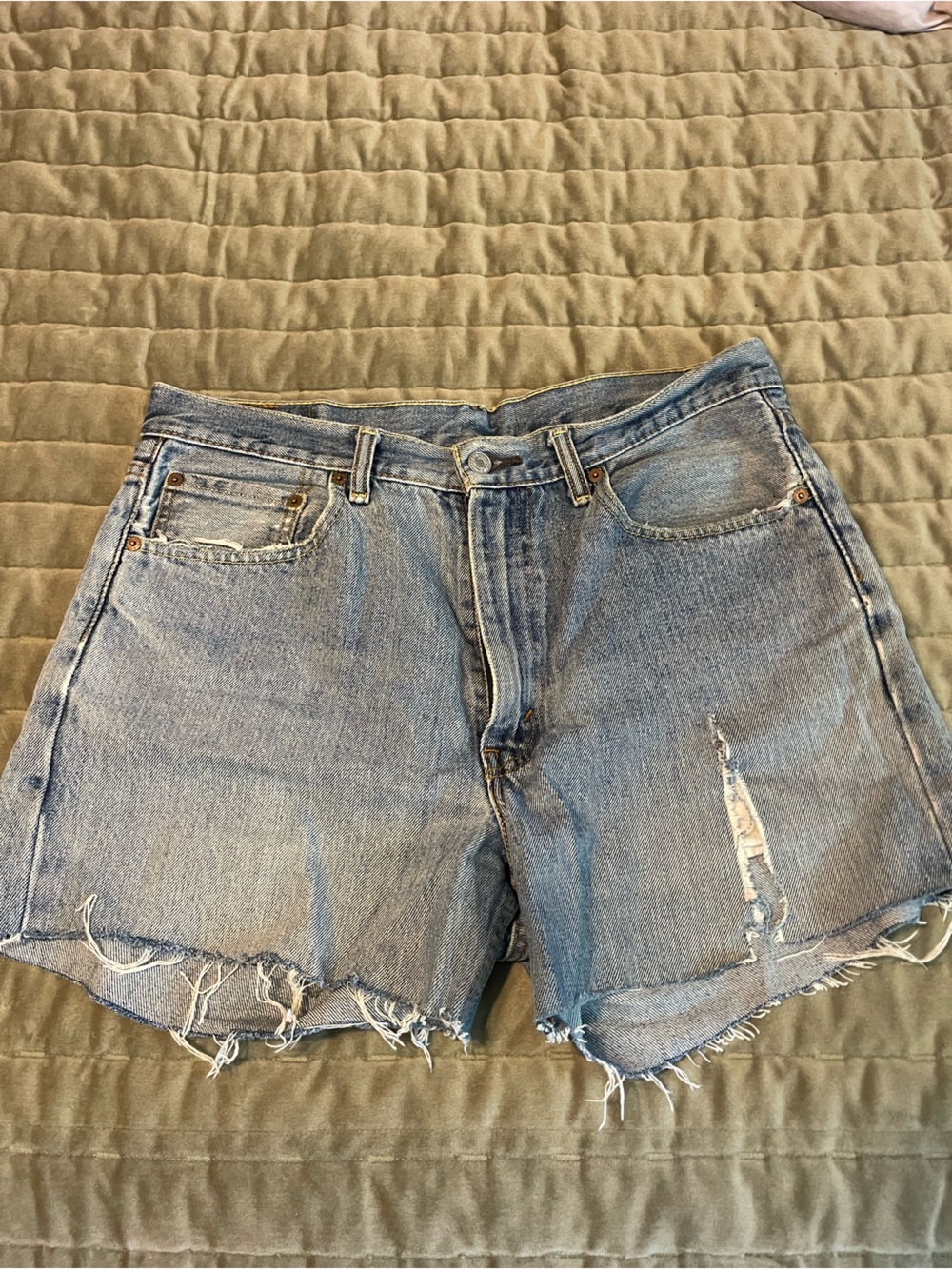 Levi's Light Blue Distressed Jean Cutoff Shorts